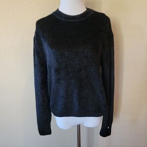 NWT Women's Herno Resort Chenille Crewneck Sweater in Black, Size IT 46